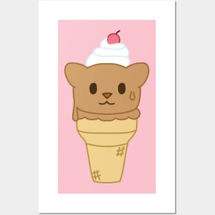 Ice cream cat chocolate Posters and Art